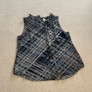 CABI dressy Black and Gray Floral Shirt XL